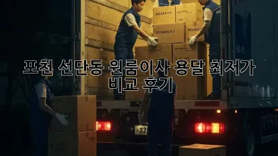 포천 선단동 원룸이사 용달, 최저가 비교 후기!